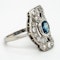 Diamond and sapphire tablet along the finger cluster ring - image 2