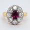 Ruby and diamond oval cluster ring - image 1