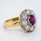 Ruby and diamond oval cluster ring - image 2