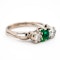 Emerald and diamond 3 stone ring - image 2
