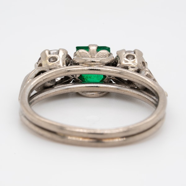 Emerald and diamond 3 stone ring - image 4