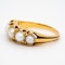 24 ct gold natural pearl 5 stone half hoop ring - image 3