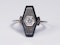 French Onyx and Diamond Lozenge Engagement Ring  DBGEMS - image 1