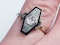 French Onyx and Diamond Lozenge Engagement Ring  DBGEMS - image 2