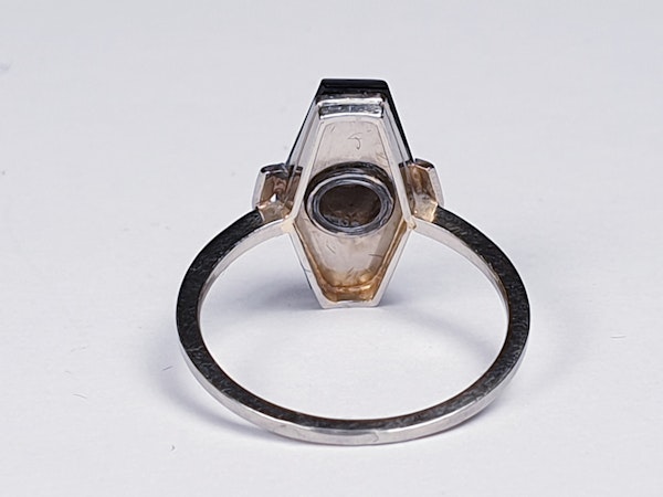 French Onyx and Diamond Lozenge Engagement Ring  DBGEMS - image 4