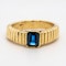 Single sapphire gents/ladies ring with patterned shoulders - image 1