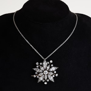 Victorian gold on silver diamond pendant/brooch