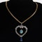 Edwardian large diamond heart and opal necklace with black opal drop - image 1