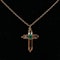 Antique cross pendant in imperial topaz and emerald - image 1