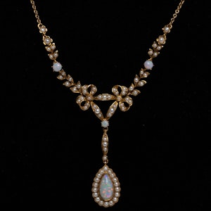 Murrle Bennet Edwardian opal and pearl necklace