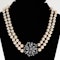 Antique diamond clasp and double row pearls full necklace - image 1
