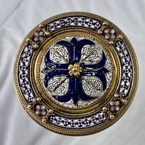 Rome micro mosaic gold brooch