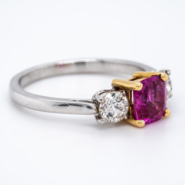 3 stone ruby and diamond ring - image 2