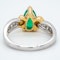 Pear shaped emerald and diamond baguette shoulders contemporary ring - image 4