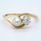 Antique natural pearl and diamond crossover ring - image 1