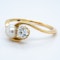 Antique natural pearl and diamond crossover ring - image 3