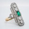 Art Deco emerald and diamond tablet ring - image 2