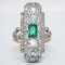 Art Deco emerald and diamond tablet ring - image 1