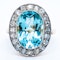 Aquamarine and diamond Edwardian cluster ring - image 1