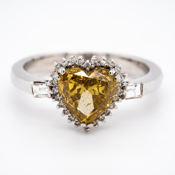 Natural fancy yellow coloured diamond heart ring with certificate - image 1
