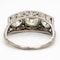 Platinum set Art Deco large 3 stone ring  with diamond studded mount - image 3