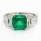 Colombian emerald ring with diamond shoulders - image 1