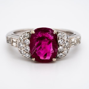 Burma ruby and diamond cluster ring with certificate