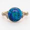 Black opal and diamond shoulders Victorian ring - image 1