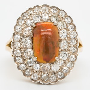 Fancy opal and diamond large antique ring