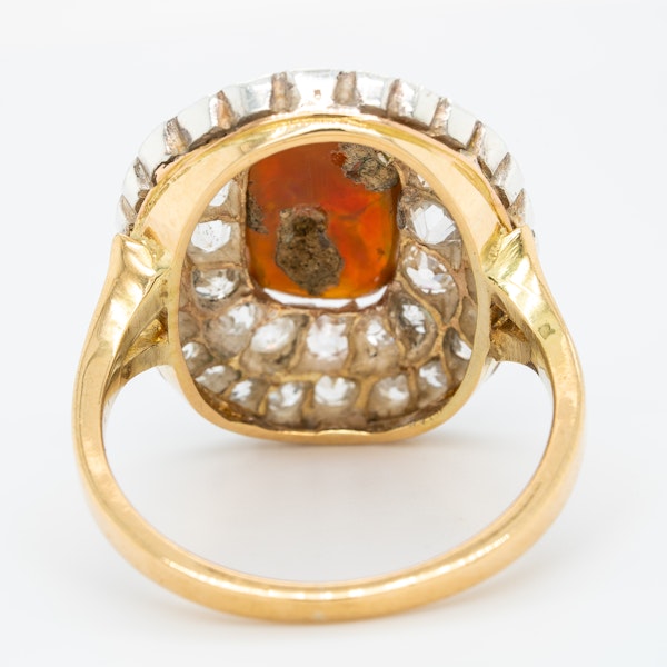 Fancy opal and diamond large antique ring - image 4