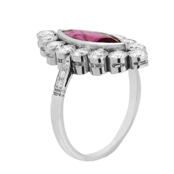 Vintage Diamond & Ruby Marquise Ring - image 2