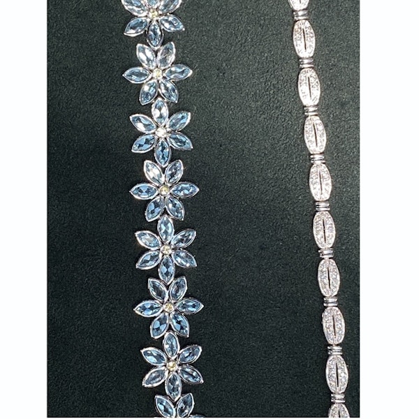 Date 2010's, 18k White Gold  Aquamarine & Yellow Sapphire stone set Bracelet (Blue Daisy) by Lilly Shapiro, SHAPIRO & Co since1979 - image 5