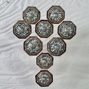 Set of aquamarine and diamond buttons