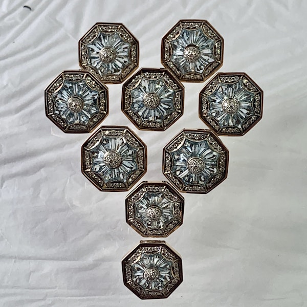 Set of aquamarine and diamond buttons - image 1