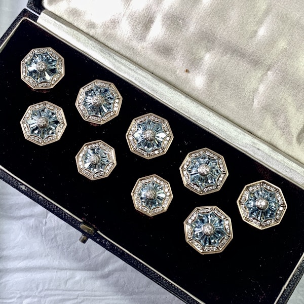 Set of aquamarine and diamond buttons - image 2