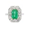 18K white gold 3.50ct Natural Emerald and 1.00ct Diamond Ring - image 1
