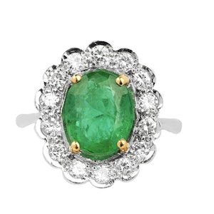 2.46ct Natural Emerald & 0.58ct Diamond Ring