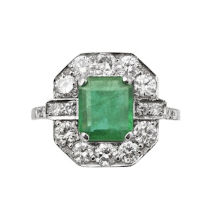 3.18ct Natural Emerald & 1.00ct Diamond Ring