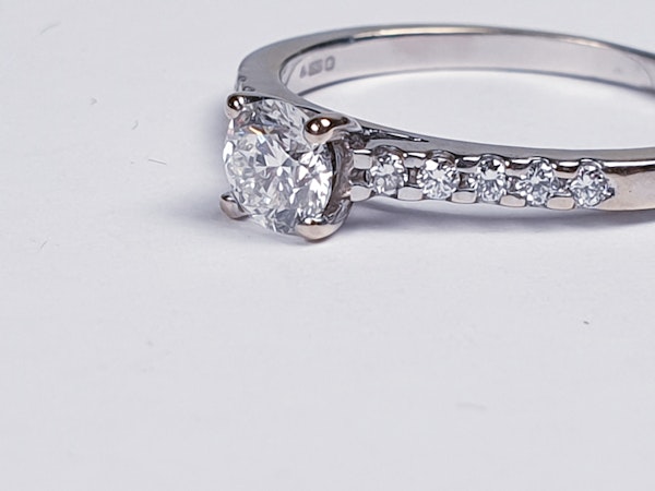 Diamond Solitaire Engagement Ring with Diamond Shoulders  DBGEMS - image 1
