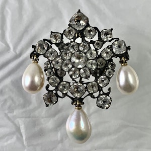Eighteenth century silver and paste brooch