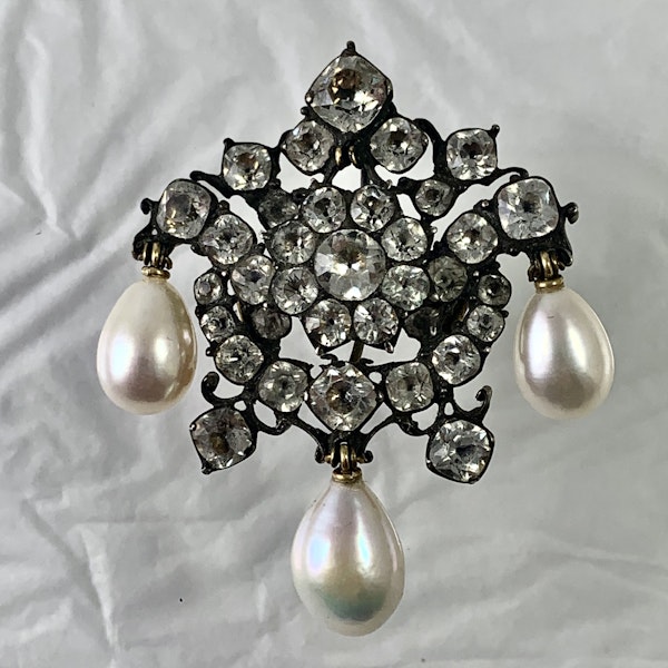 Eighteenth century silver and paste brooch - image 1