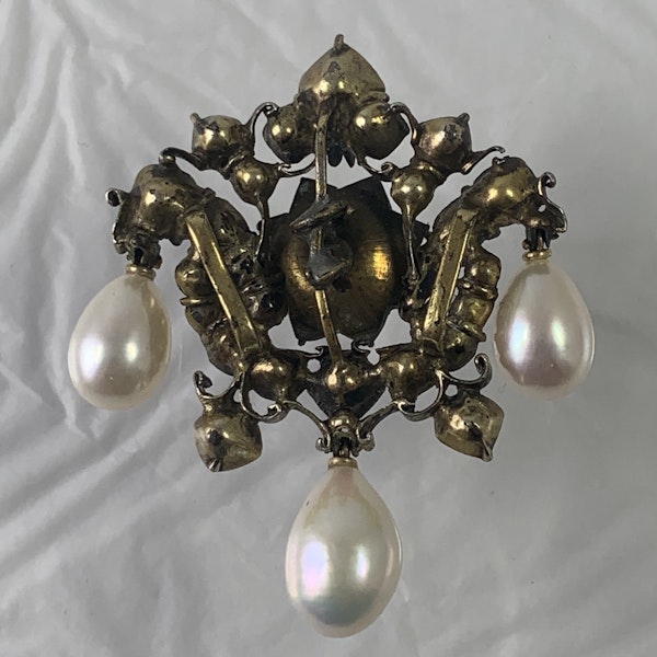 Eighteenth century silver and paste brooch - image 2