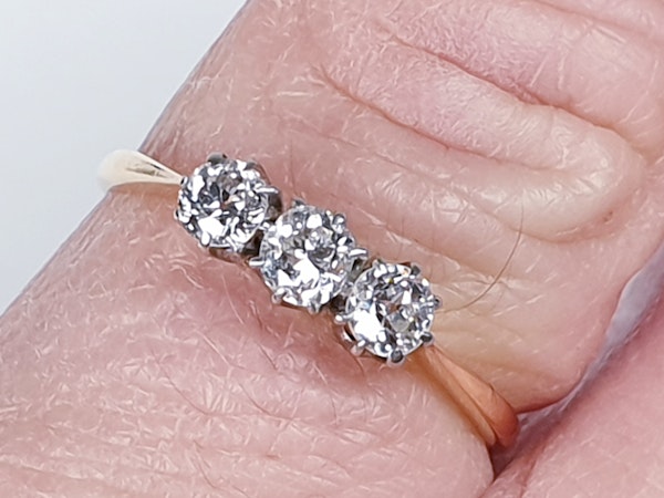 Antique Diamond Three Stone Engagement Ring  DBGEMS - image 4