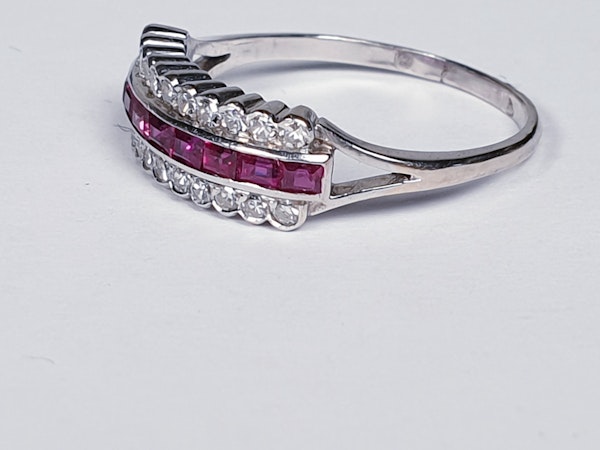 art deco gem ruby and diamond half hoop eternity ring  DBGEMS - image 3