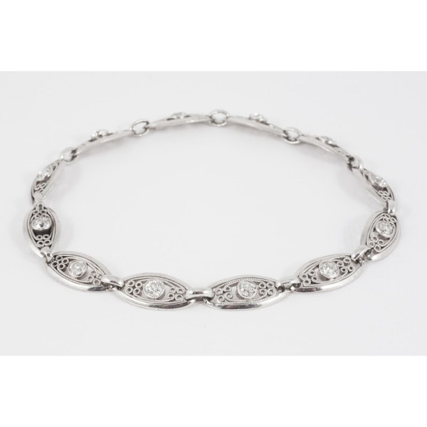 Platinum Bracelet with Openwork Links set with Diamonds, French circa 1920. - image 1