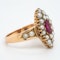 Edwardian ruby and pearl marquis shape ring - image 2