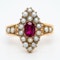 Edwardian ruby and pearl marquis shape ring - image 1