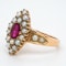 Edwardian ruby and pearl marquis shape ring - image 3