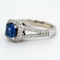 Sapphire and diamond rectangular cluster ring - image 3