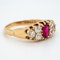 Ruby and diamond half hoop ring with trefoil shoulders - image 2